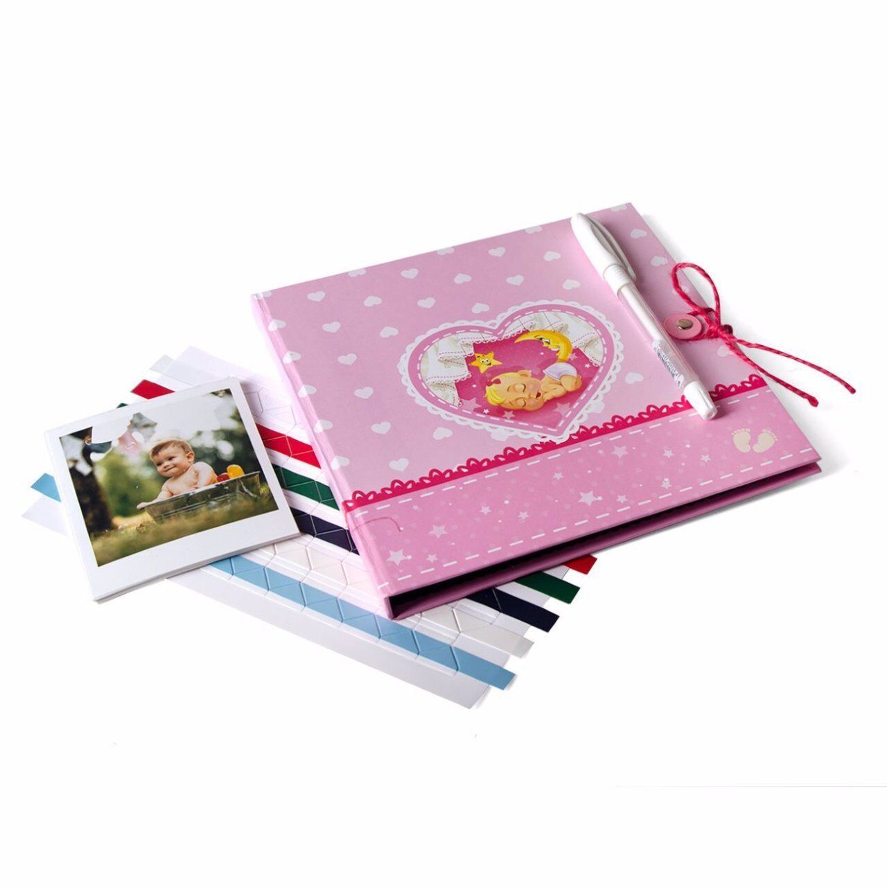 Uykucu Figürlü Kız Bebek Siyah Anı Defteri Seti 20x20 cm