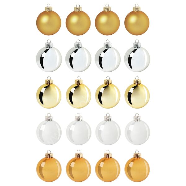 Ağaç Süsü Gold-Beyaz 6 cm 20 Adet