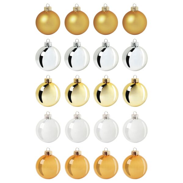 Ağaç Süsü Gold-Beyaz 6 cm 20 Adet