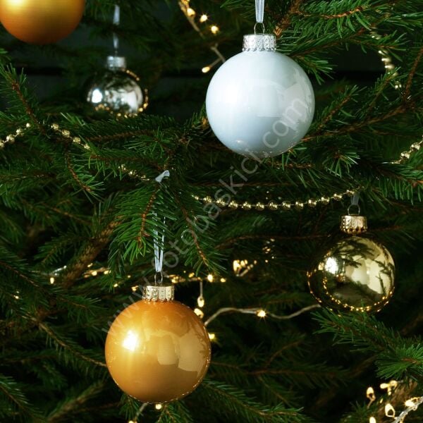Ağaç Süsü Gold-Beyaz 6 cm 20 Adet