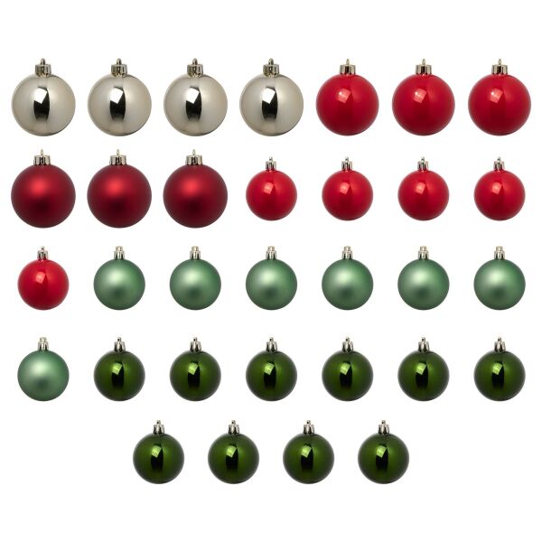 Ağaç Süsü Kırmızı-Yeşil 32 Adet