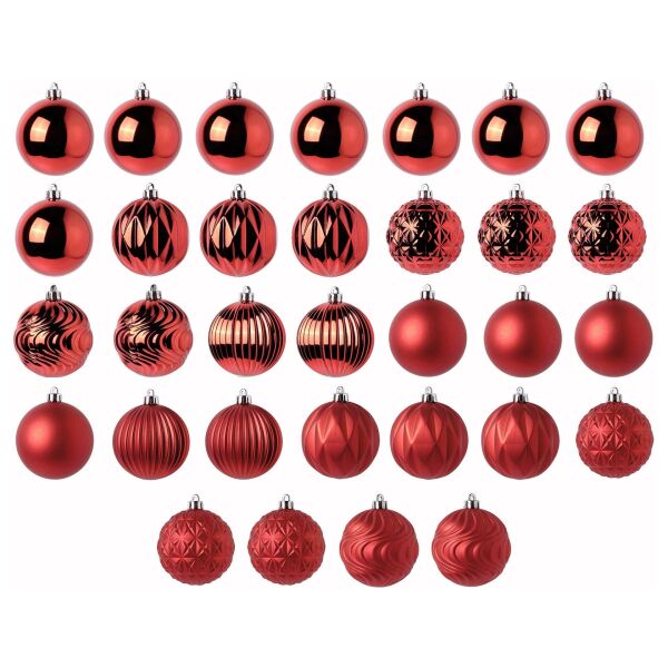 Ağaç Süsü Kırmızı 8 cm 32 Adet