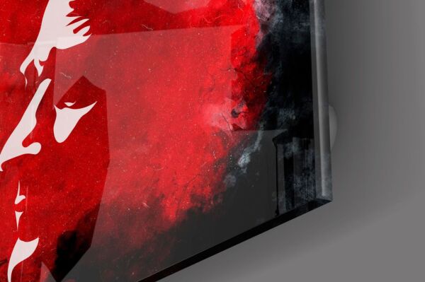 Kırmızı Beyaz Atatürk Silüeti Cam Tablo