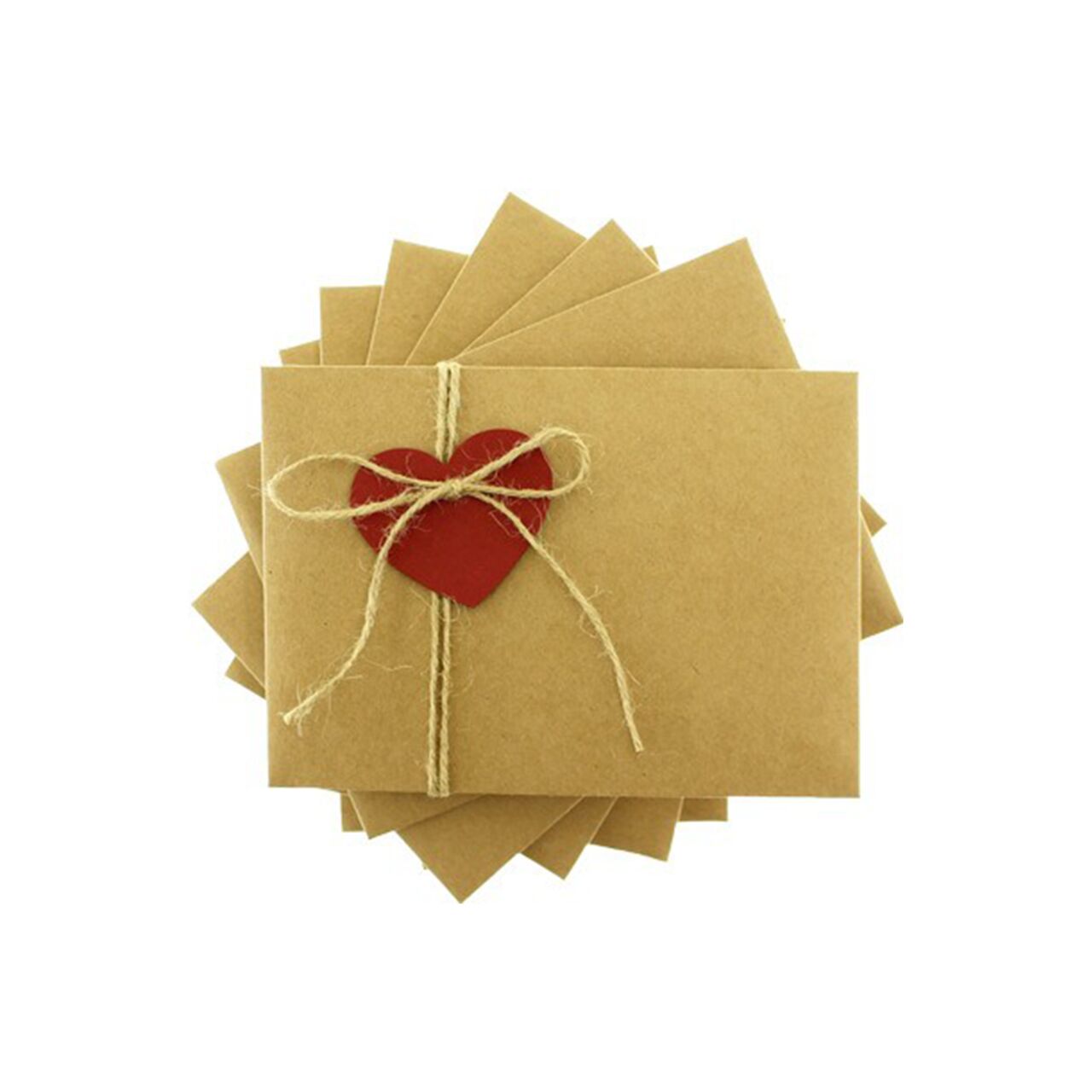 Kırmızı Kalpli ve İpli Kraft Zarf 10,5x15,5 cm