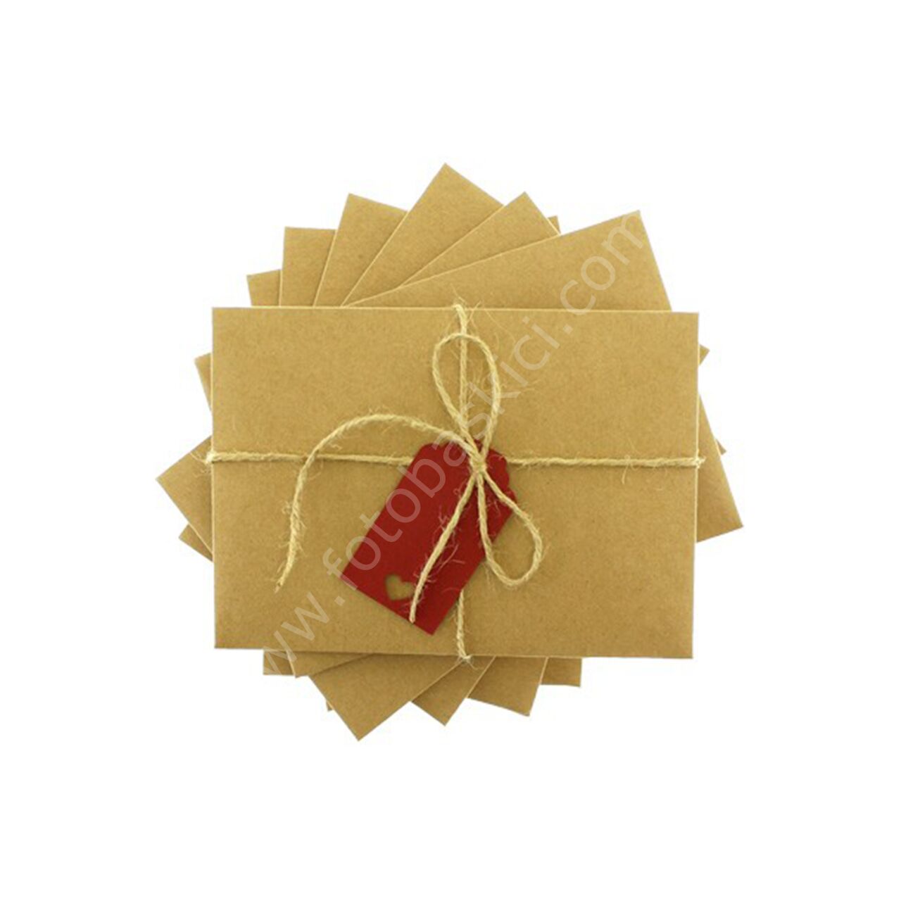 Kırmızı Etiketli ve İpli Kraft Zarf 10,5x15,5 cm