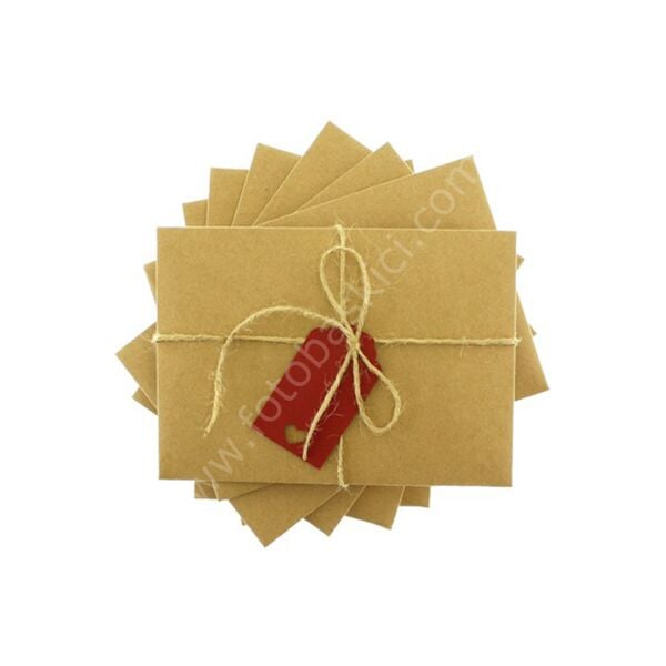 Kırmızı Etiketli ve İpli Kraft Zarf 10,5x15,5 cm