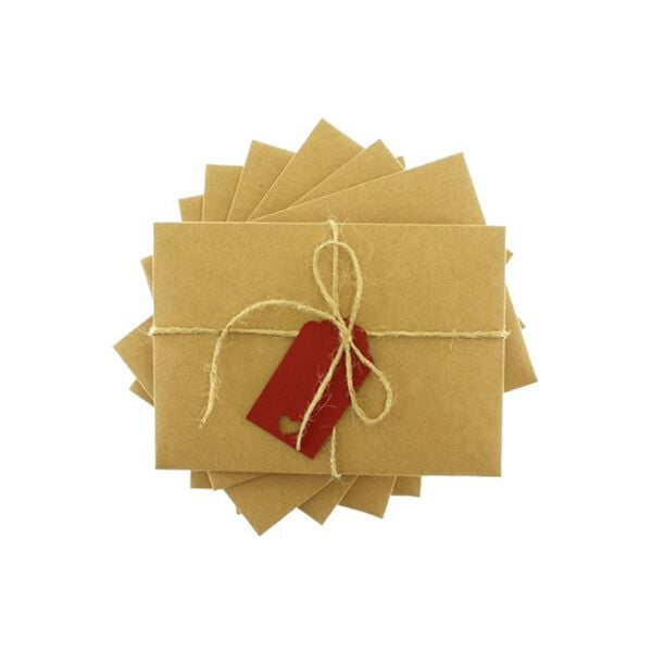 Kırmızı Etiketli ve İpli Kraft Zarf 10,5x15,5 cm