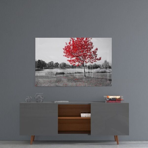 Kırmızı Ağaç Cam Tablo No:1031