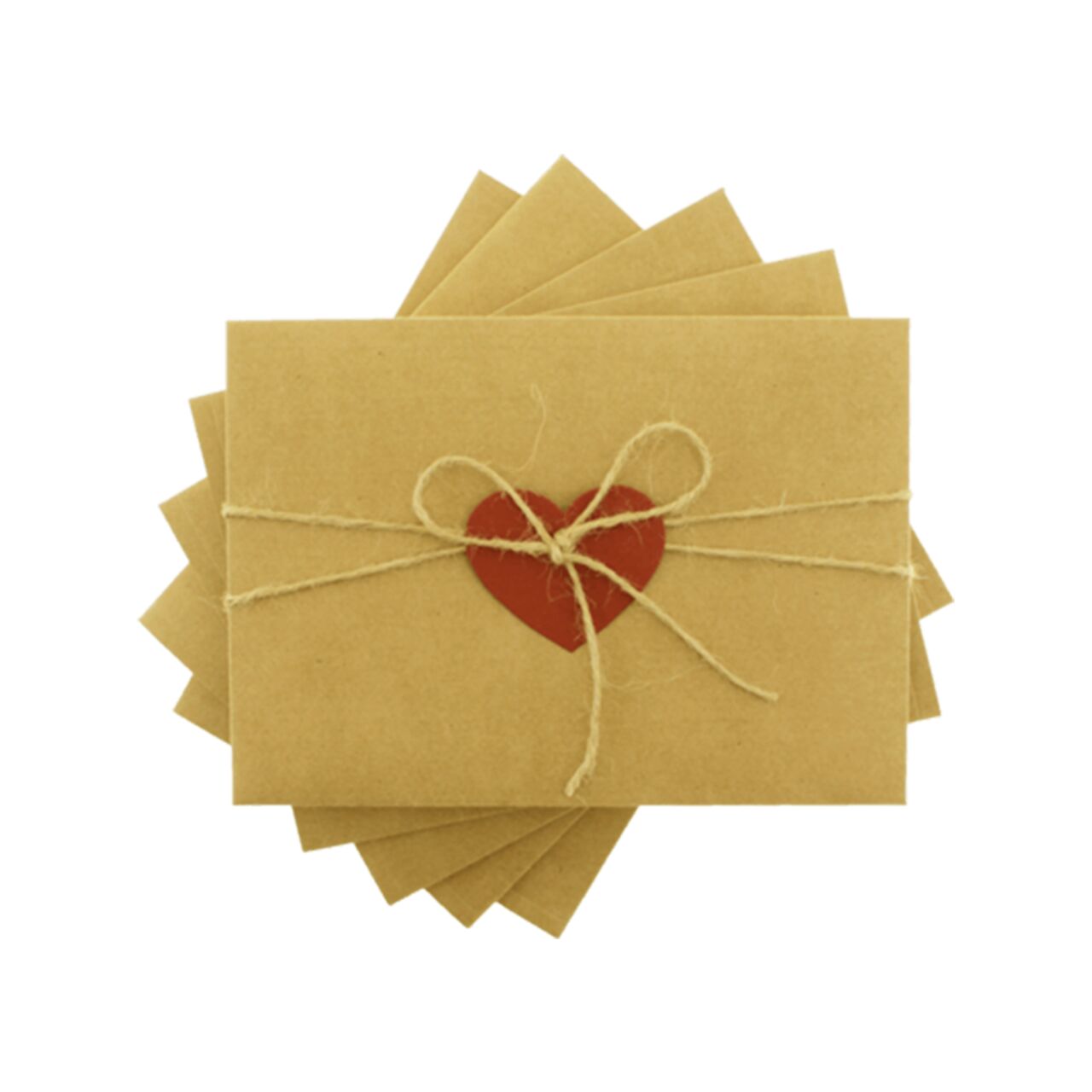 Kırmızı Kalpli ve İpli Kraft Zarf 13x18 cm