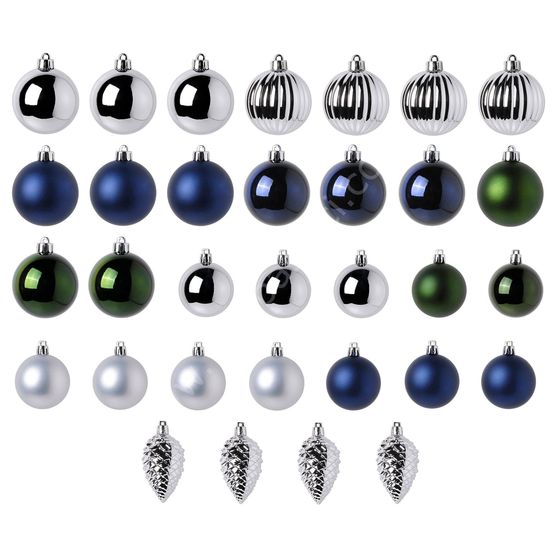 Ağaç Süsü Mavi-Yeşil-Beyaz 32 Adet