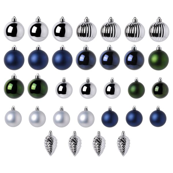 Ağaç Süsü Mavi-Yeşil-Beyaz 32 Adet