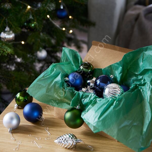 Ağaç Süsü Mavi-Yeşil-Beyaz 32 Adet