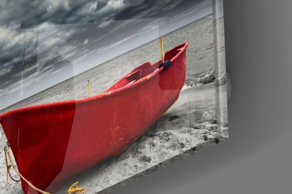 Kırmızı Kayık Cam Tablo No:1030