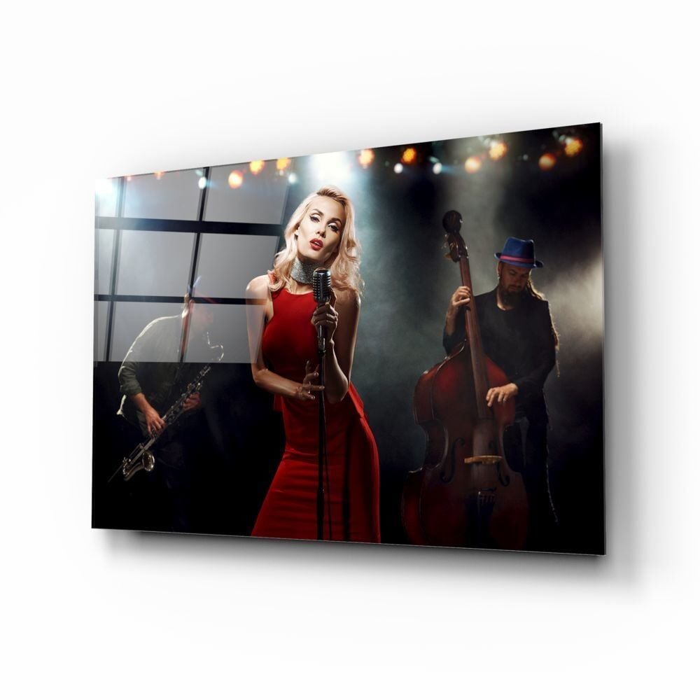 Kadın Müzisyen Cam Tablo