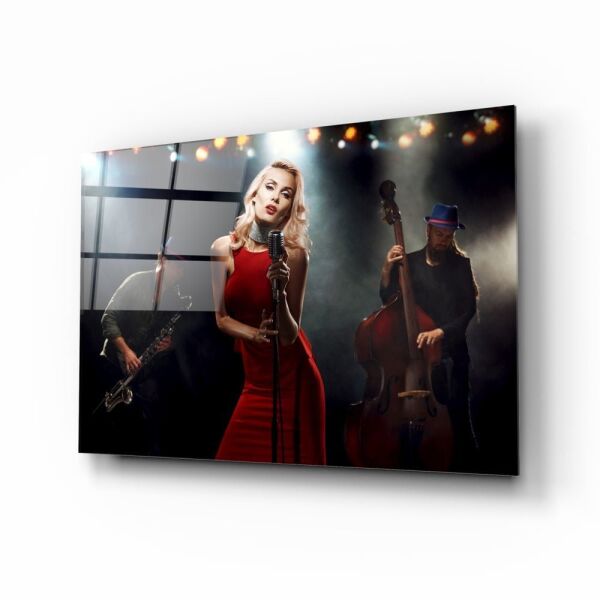 Kadın Müzisyen Cam Tablo