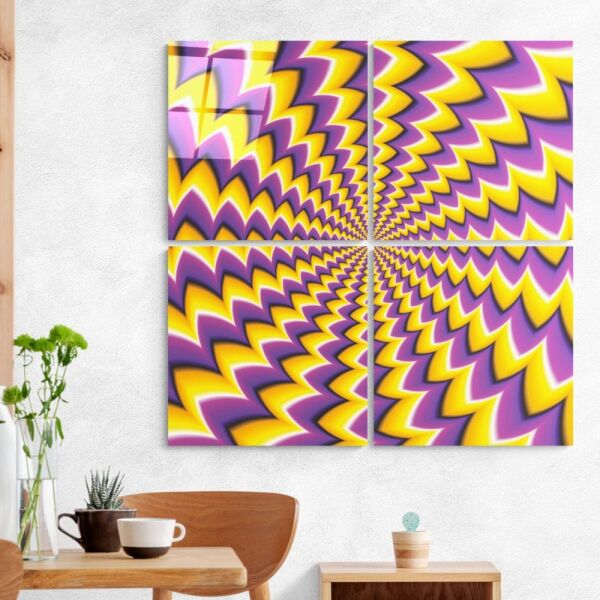 Sarı İlüzyon Quadro Cam Tablo