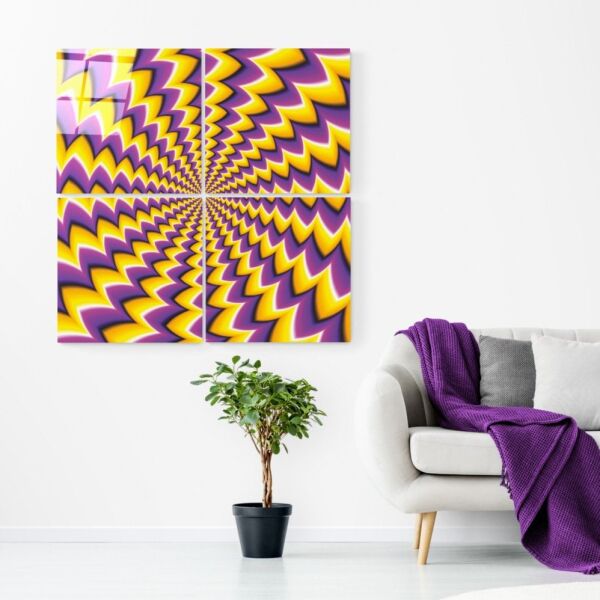 Sarı İlüzyon Quadro Cam Tablo