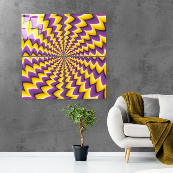 Sarı İlüzyon Quadro Cam Tablo