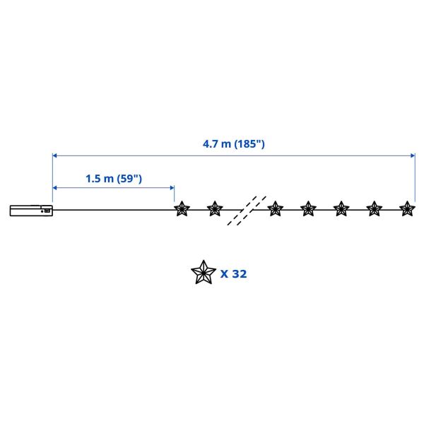 Aydınlatma Zinciri 32'li Pilli 4,7 Metre