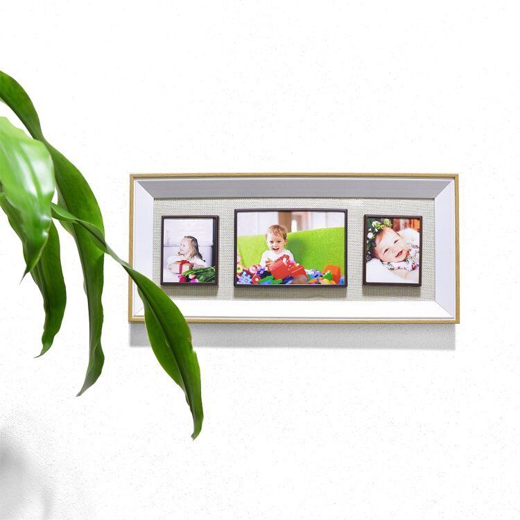 3 Fotoğraflı Ahşap Kendin Yap Magnet Anı Çerçevesi 20x45 cm