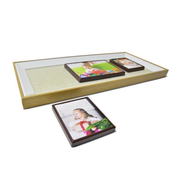 3 Fotoğraflı Ahşap Kendin Yap Magnet Anı Çerçevesi 20x45 cm