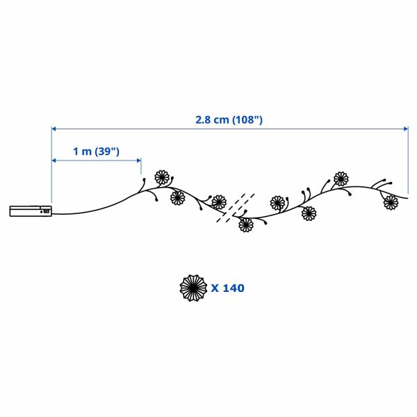 Aydınlatma Zinciri 140'lı Pilli 2,8 Metre