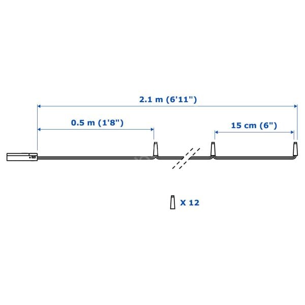 Aydınlatma Zinciri Lame 12'li Pilli 2,1 Metre