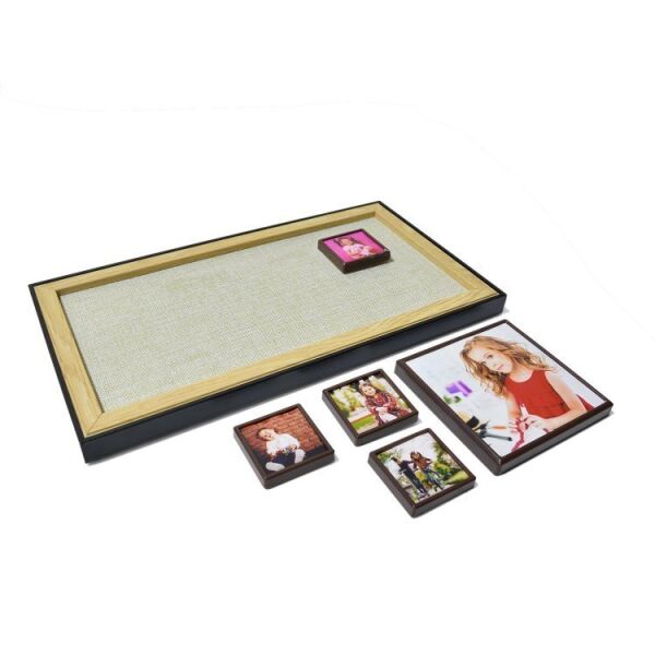 5 Fotoğraflı Ahşap Kendin Yap Magnet Anı Çerçevesi 18x33 cm