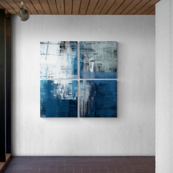 Mavi Dokunuş Quadro Cam Tablo