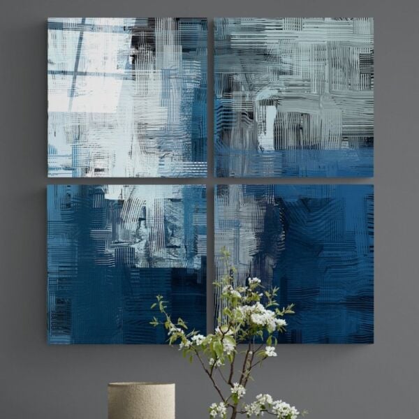 Mavi Dokunuş Quadro Cam Tablo