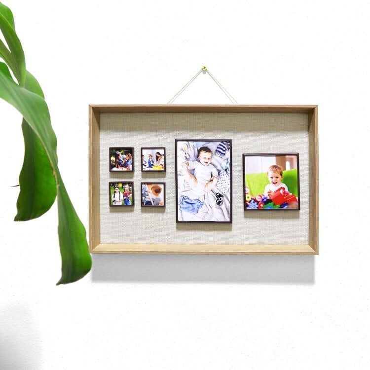 6 Fotoğraflı Ahşap Kendin Yap Magnet Anı Çerçevesi 27x42 cm