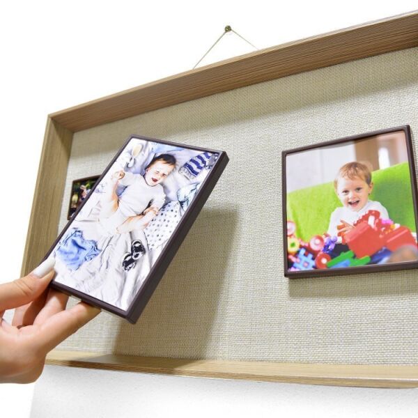 6 Fotoğraflı Ahşap Kendin Yap Magnet Anı Çerçevesi 27x42 cm