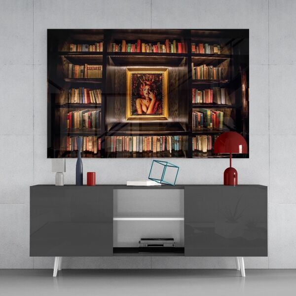 Kitaplık Cam Tablo
