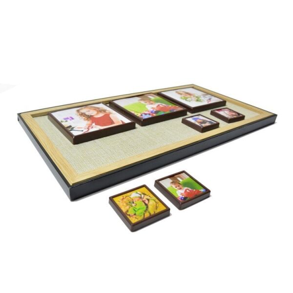 7 Fotoğraflı Ahşap Kendin Yap Magnet Anı Çerçevesi 22x42 cm