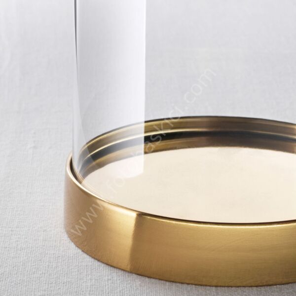 Gold Altlıklı Cam Fanus 14x27 cm