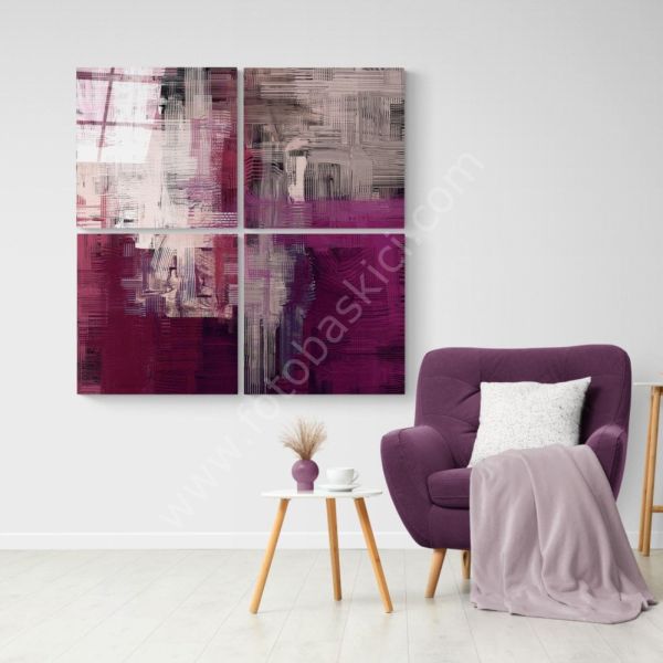 Mor Dokunuş Quadro Cam Tablo