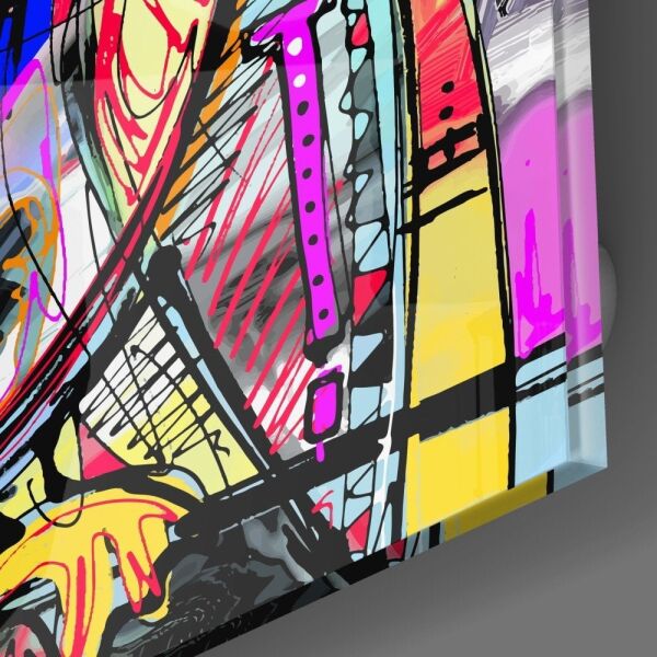 Soyut Baykuş Cam Tablo