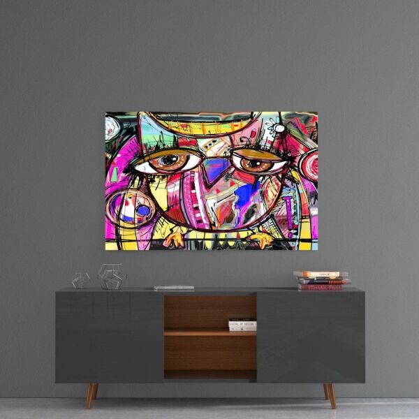 Soyut Baykuş Cam Tablo