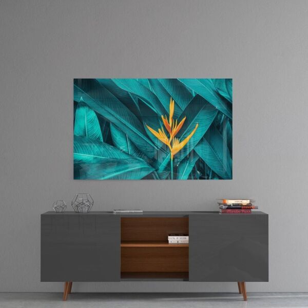 Tropik Yaprak Cam Tablo No:2034