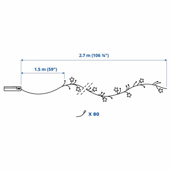 Aydınlatma Zinciri Yıldız 80'li Pilli 2,7 Metre