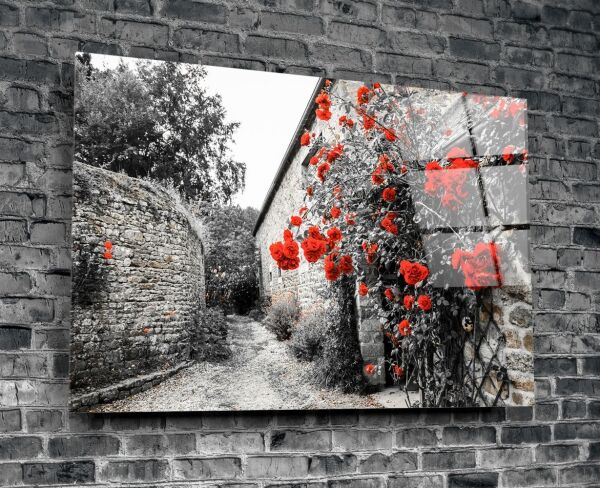 Kırmızı Güller Cam Tablo