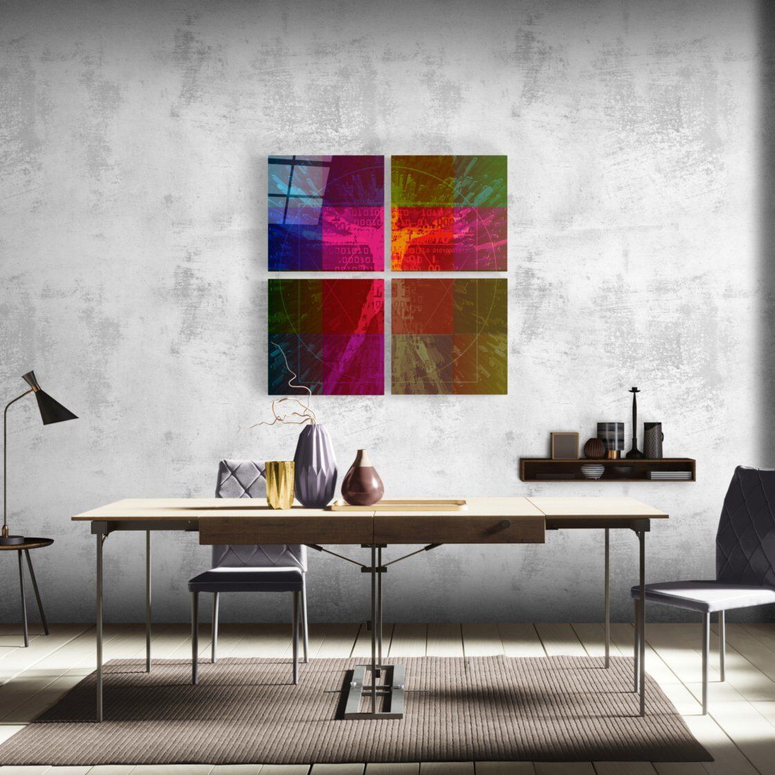 Renkli Dokunuş Quadro Cam Tablo