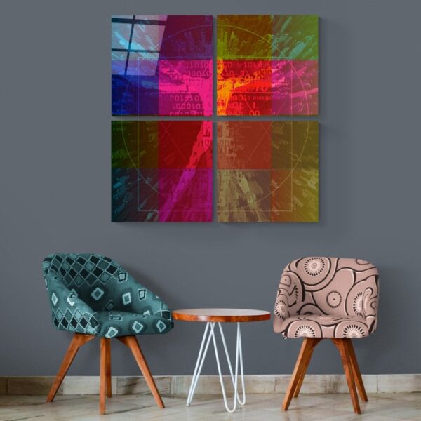 Renkli Dokunuş Quadro Cam Tablo