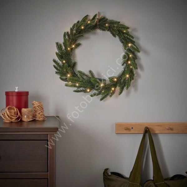 Yeşil Led Çelenk Pilli 35 cm