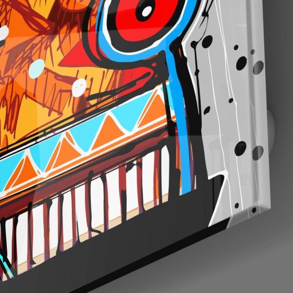 Soyut Bukalemun Cam Tablo