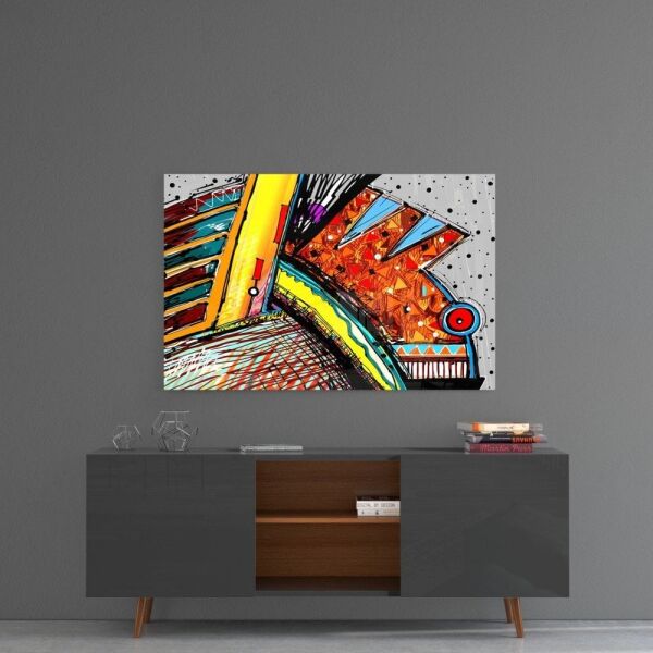 Soyut Bukalemun Cam Tablo