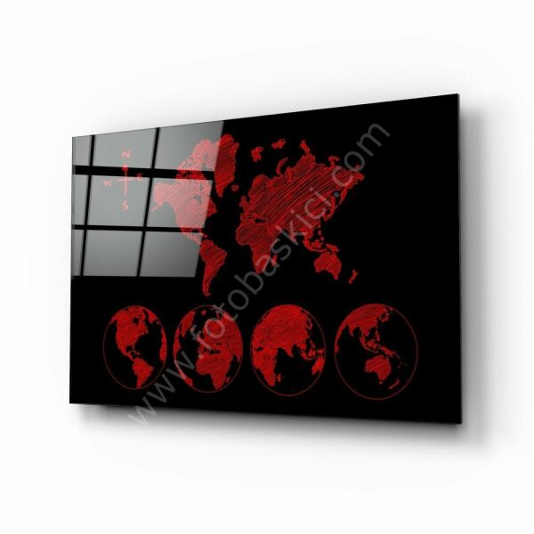 Kıtalar Cam Tablo