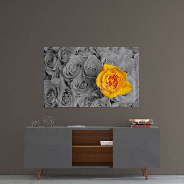 Sarı Gül Cam Tablo