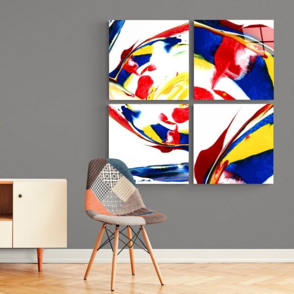 Kırmızının Dansı Quadro Cam Tablo