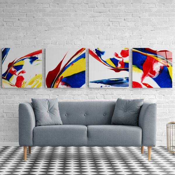 Kırmızının Dansı Quadro Cam Tablo